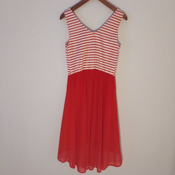 Suzy Shier Red White Striped Midi Summer Size S - Picture 7 of 8